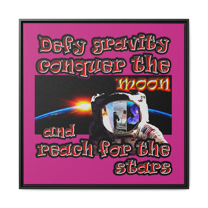 defy conquer reach - framed canvas art (pink)