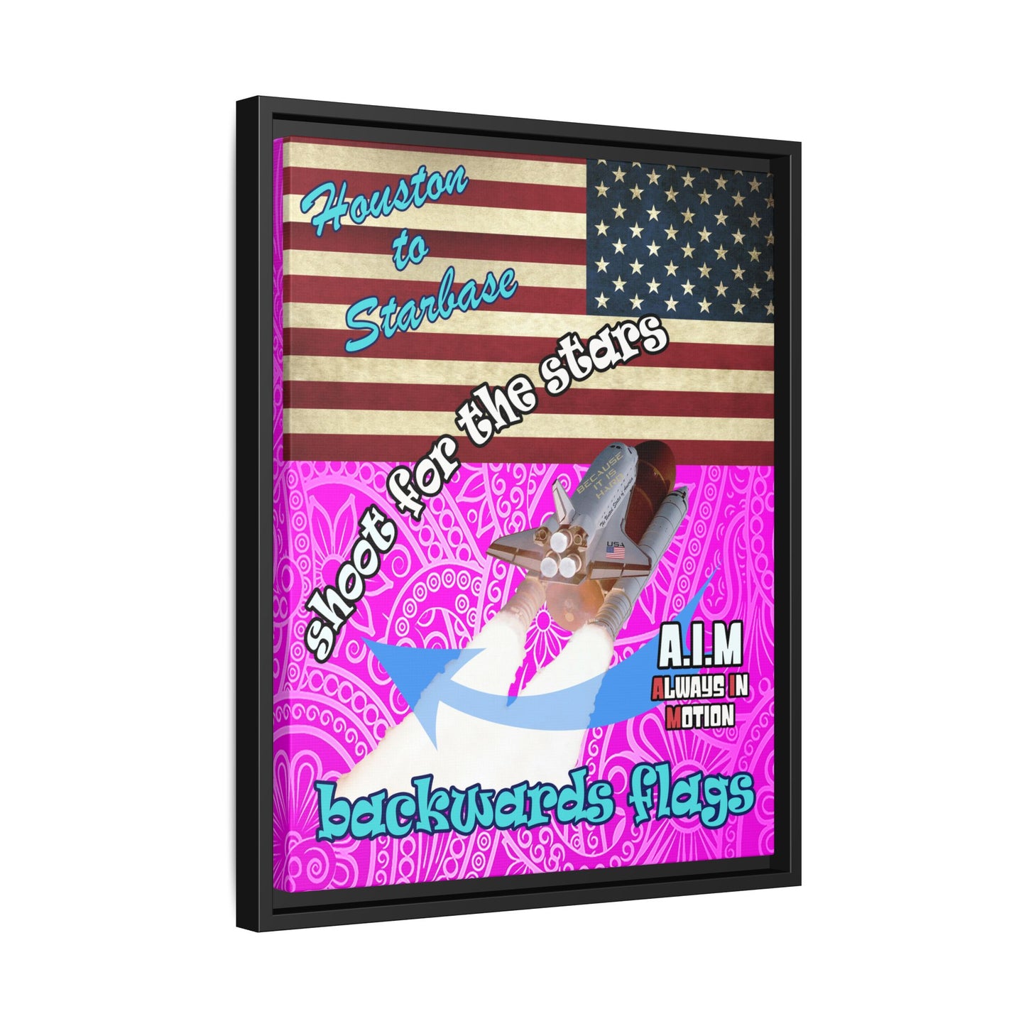shoot for the stars - framed canvas art (pink swirl)