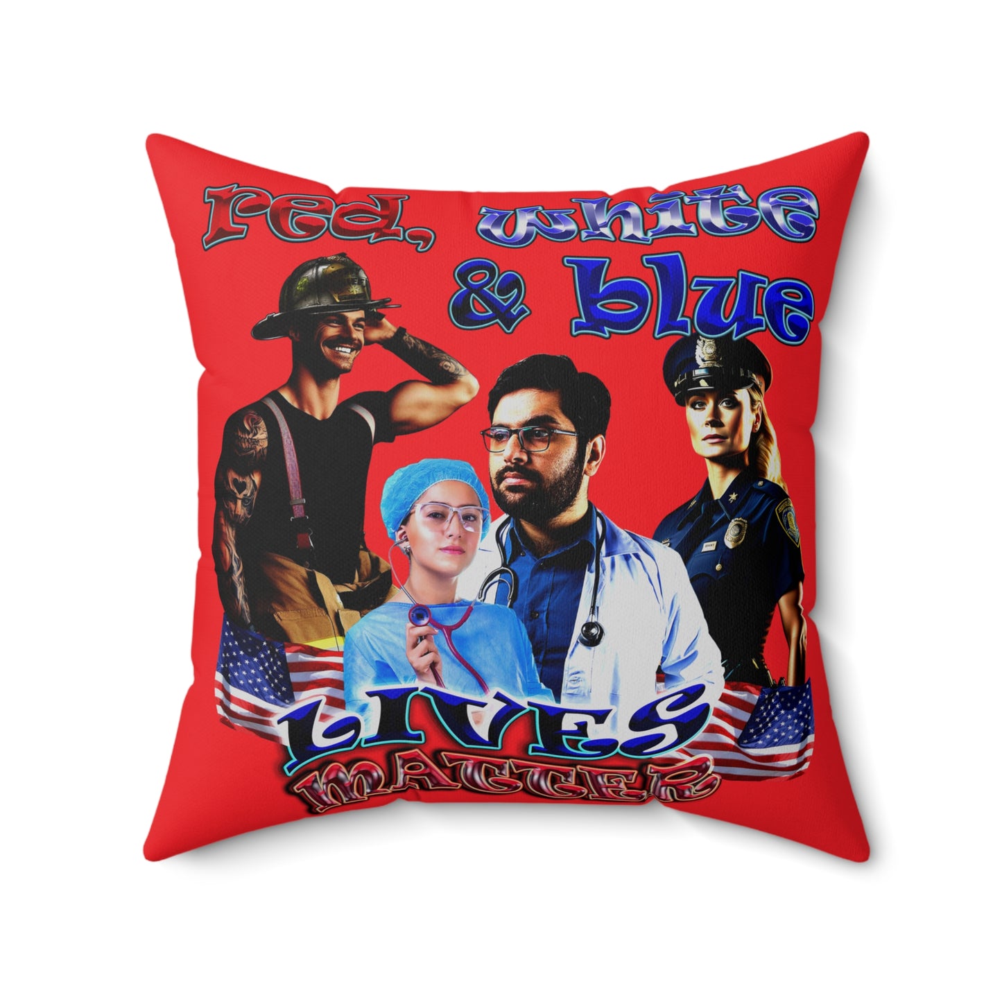 rw&b lives matter - Spun Polyester Square Pillow - (red)