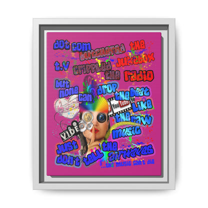 drop the beat - framed canvas art (pink)