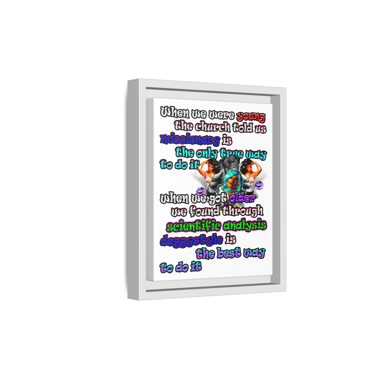 doggystyle - framed canvas art (white)