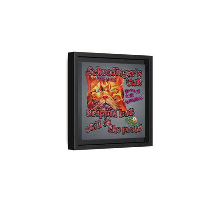 schrodinger's cat - framed canvas art (grey-light grey)