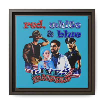 rw&b lives matter - framed canvas art (turquoise)