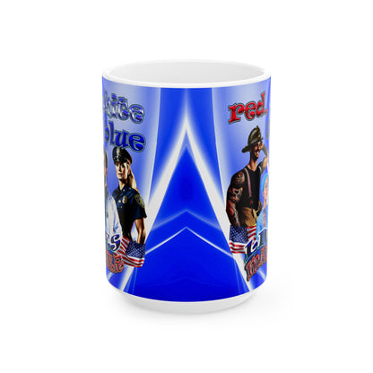 rw&b lives matter - White Mug (blue-white wave)