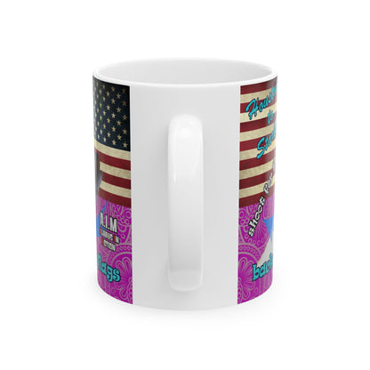 shoot for the stars - White Mug (pink swirl)