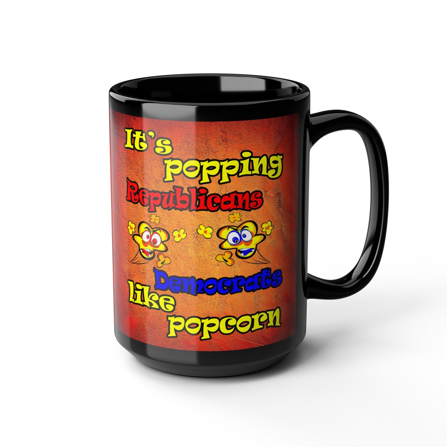 popping like popcorn - Black Mug (burnt orange)