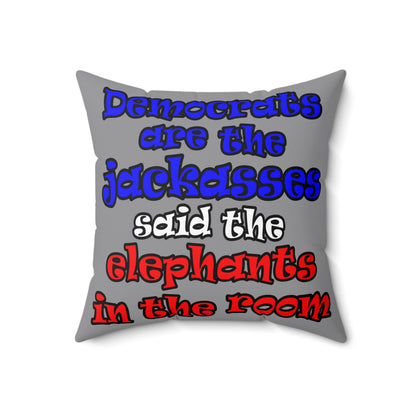 donkeys and elephants - Spun Polyester Square Pillow - (grey)