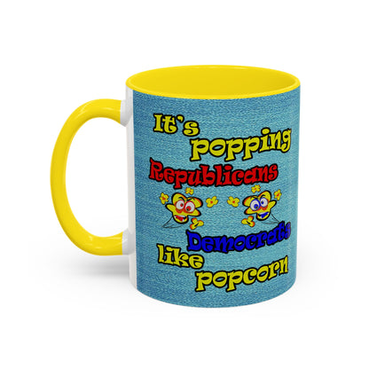 popping like popcorn - Accent Mug (faded dark blue)