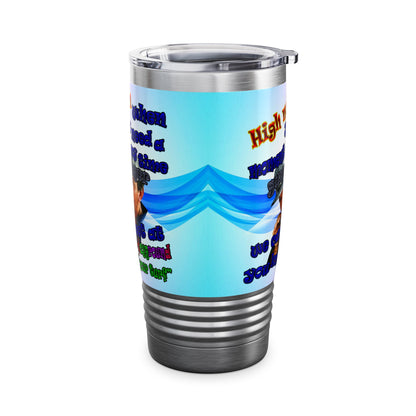 high noon - Ringneck Tumbler, 20oz (light blue-pink wave)