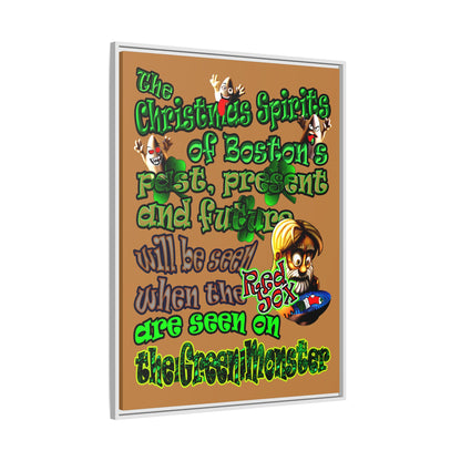 christmas spirits of boston - framed canvas art (light brown)
