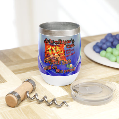 schrodinger's cat - Chill Wine Tumbler (blue-white wave)