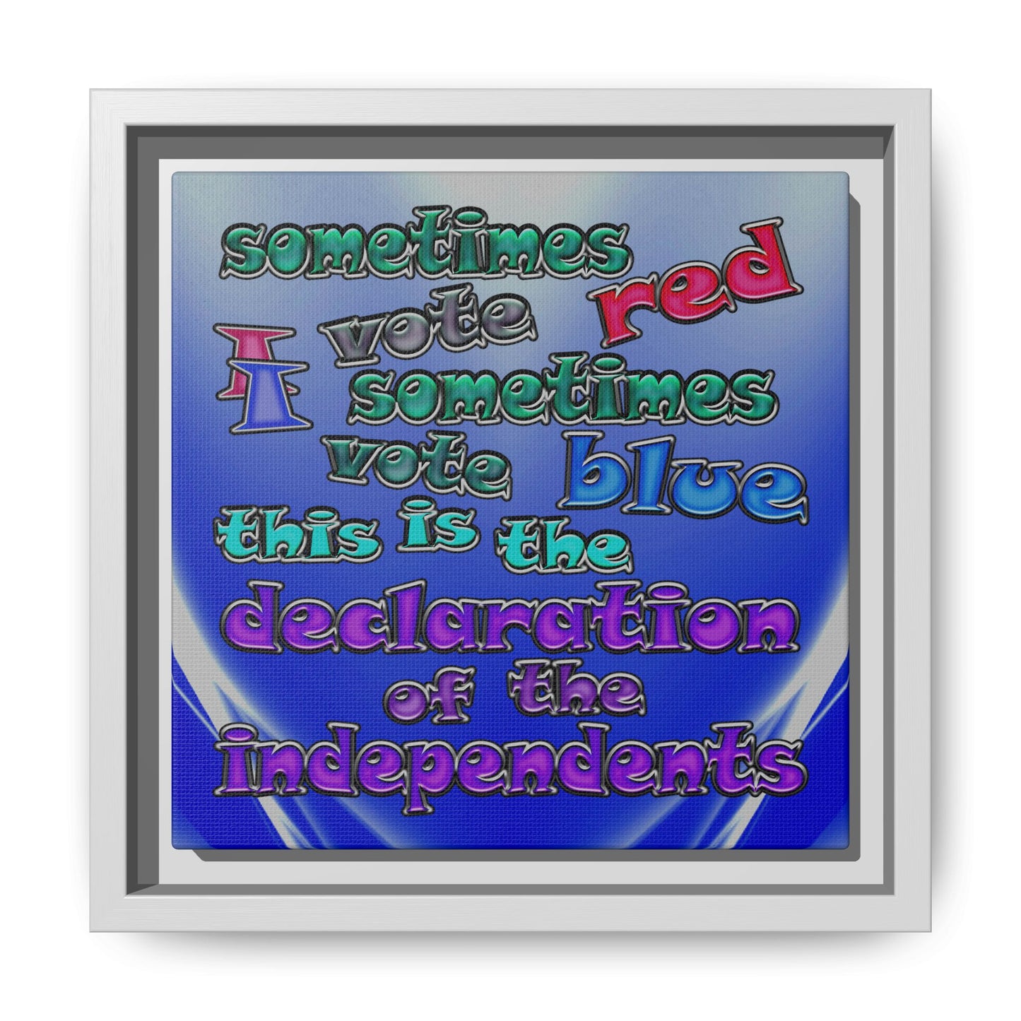 declaration of the independents - framed canvas art (blue-white wave)
