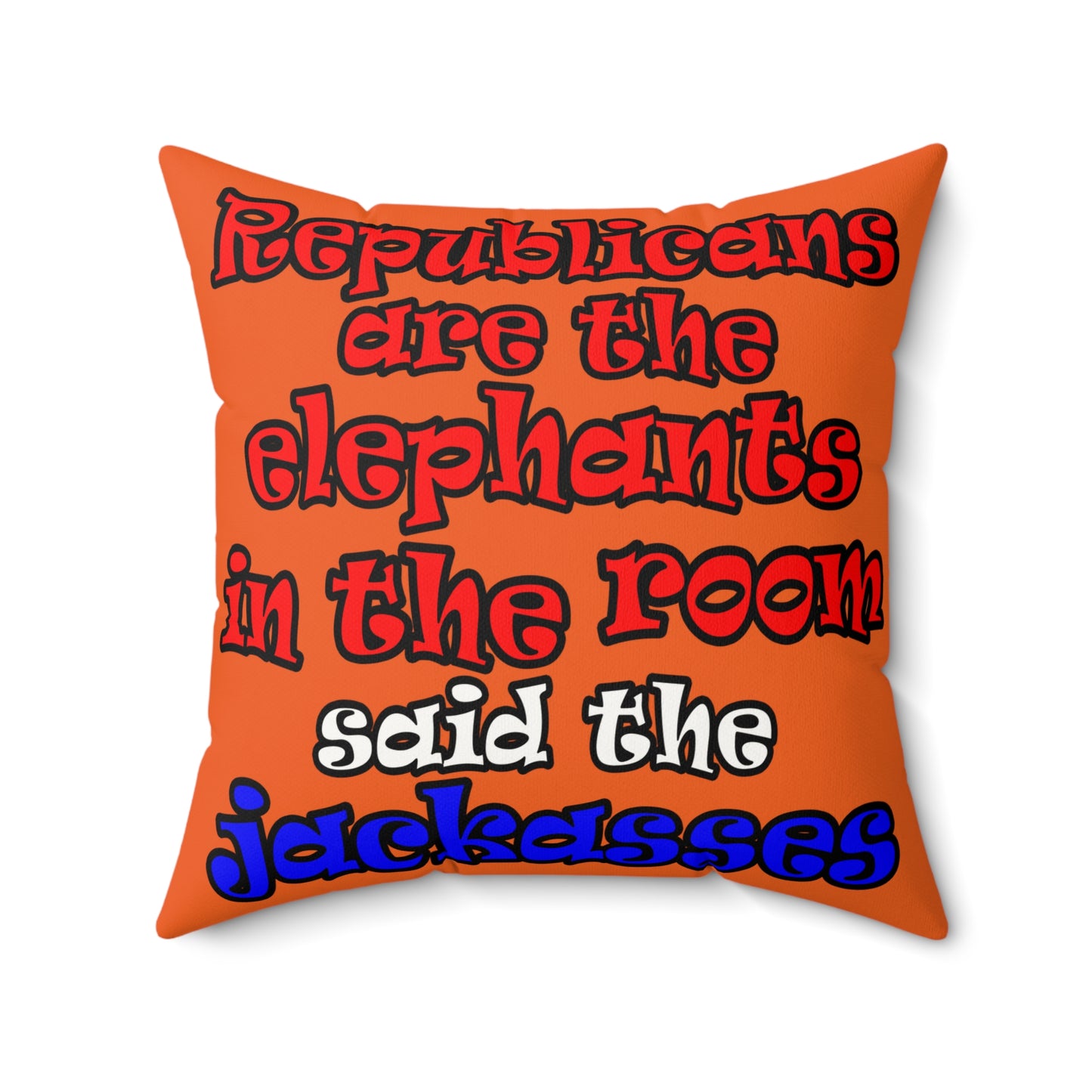 donkeys and elephants - Faux Suede Square Pillow - (orange)