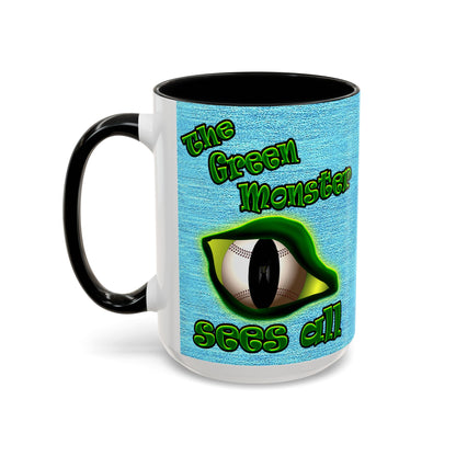 green monster - Accent Mug (faded blue)