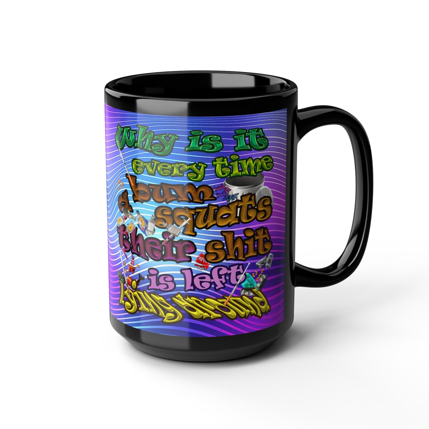 the bum's shit - Black Mug (purple wave)