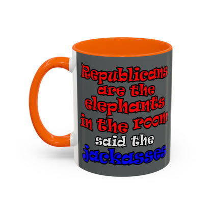donkeys and elephants - Accent Mug (dark grey)