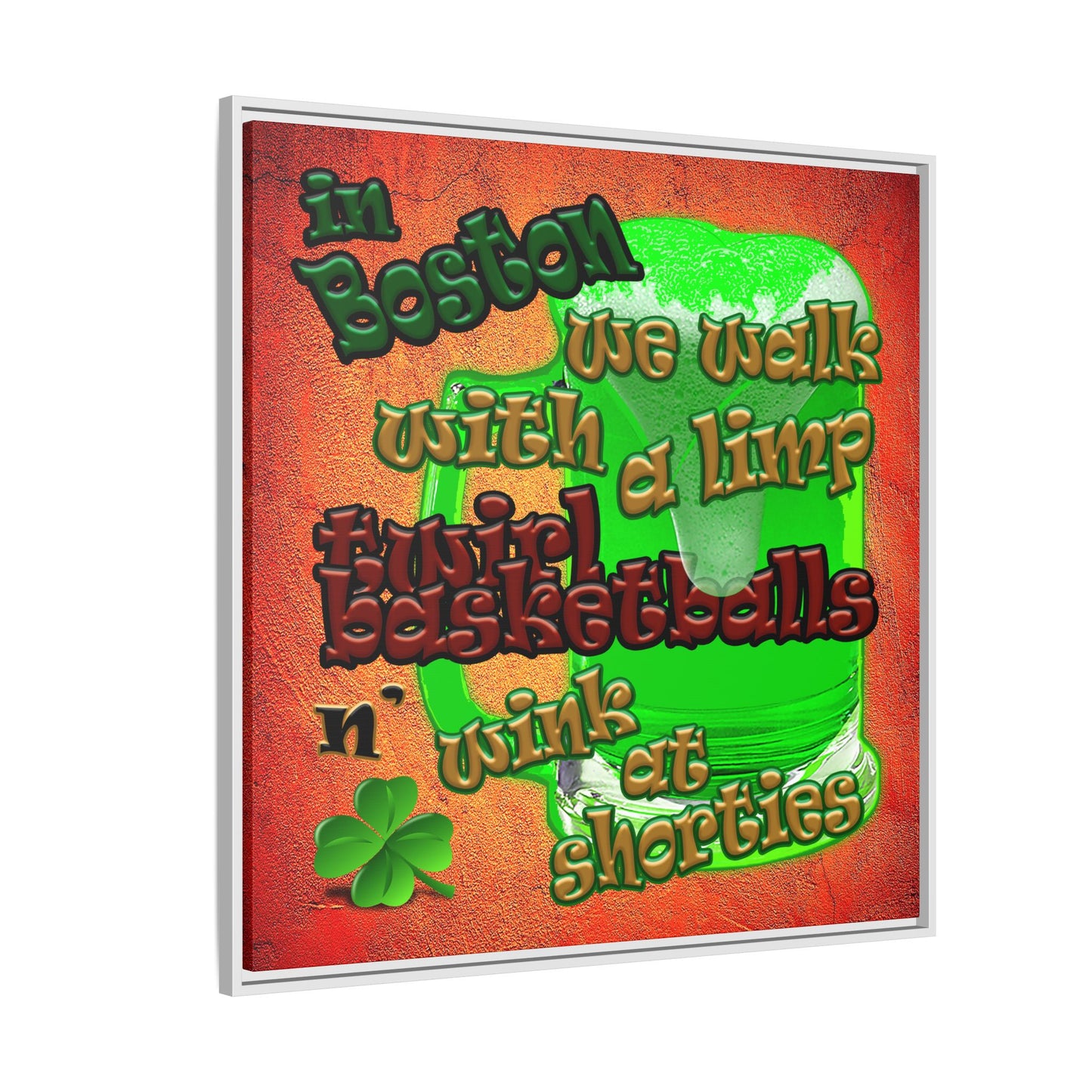 celtics logo - framed canvas art (burnt orange)