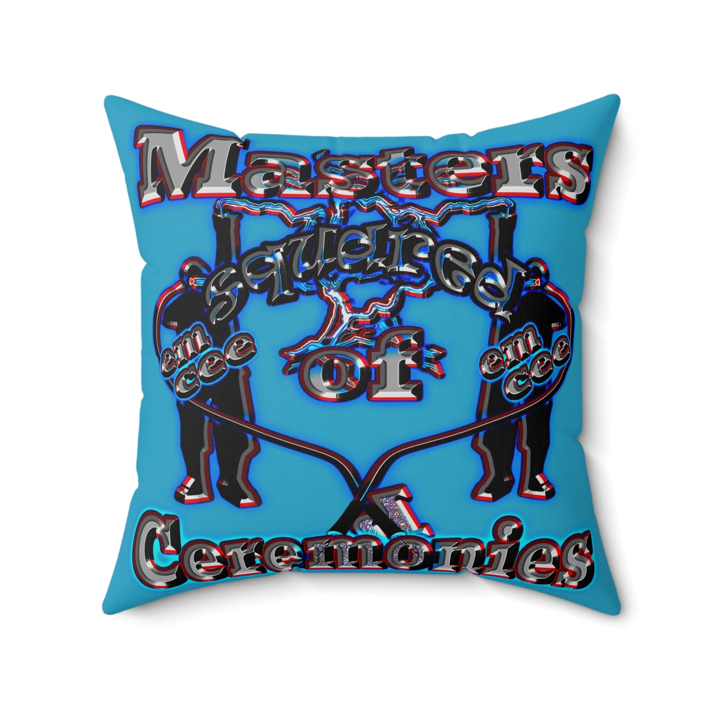 em cee squared - Spun Polyester Square Pillow - (turquoise)