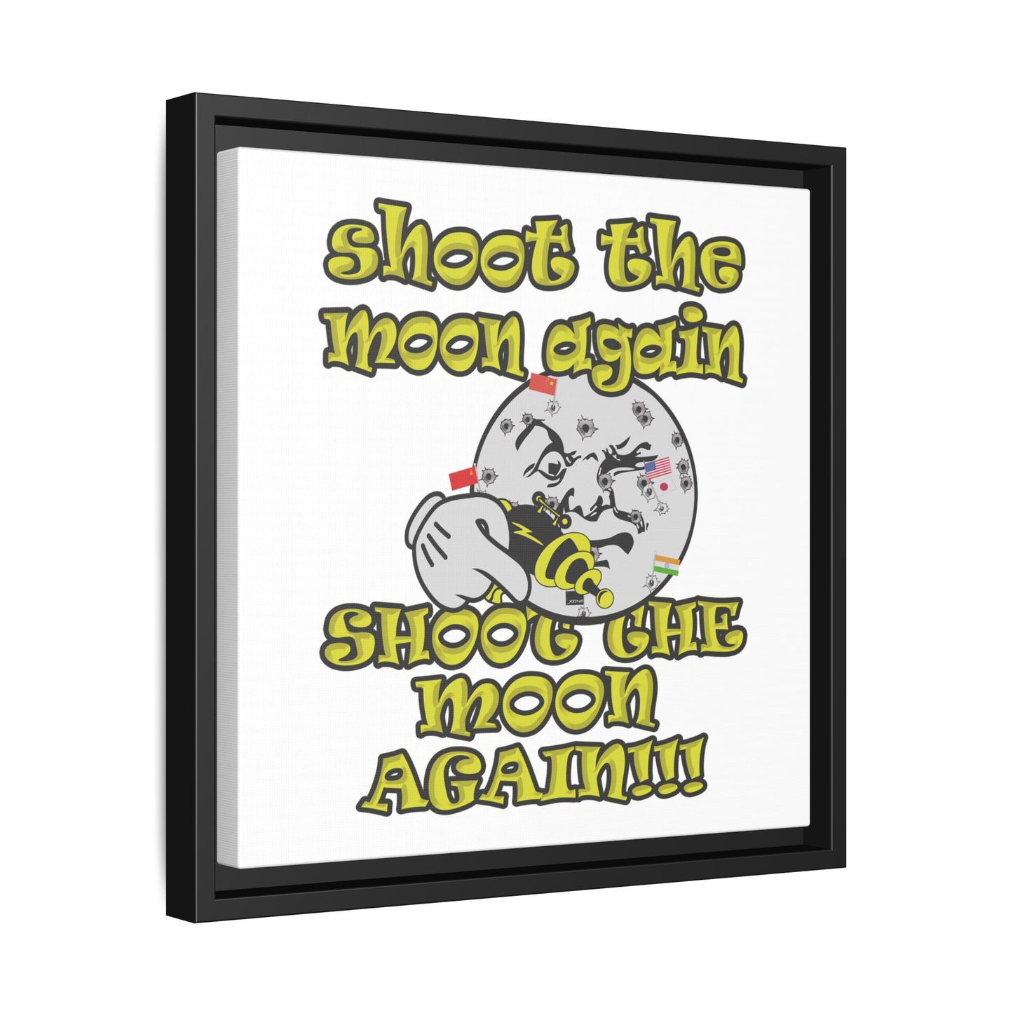 shoot the moon again - framed canvas art (white)