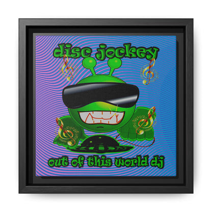 disc jockey - framed canvas art (light blue-purple wave)