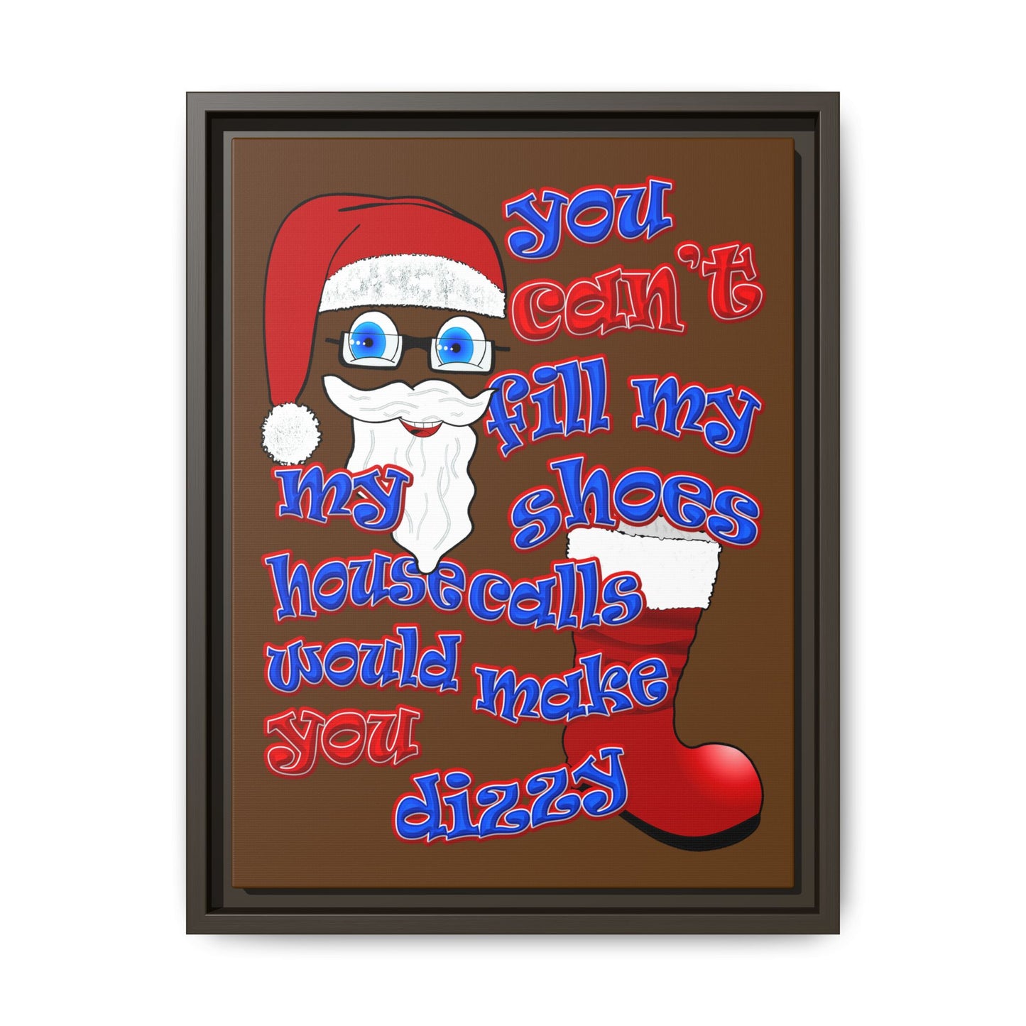 santa's shoes - framed canvas art (brown)