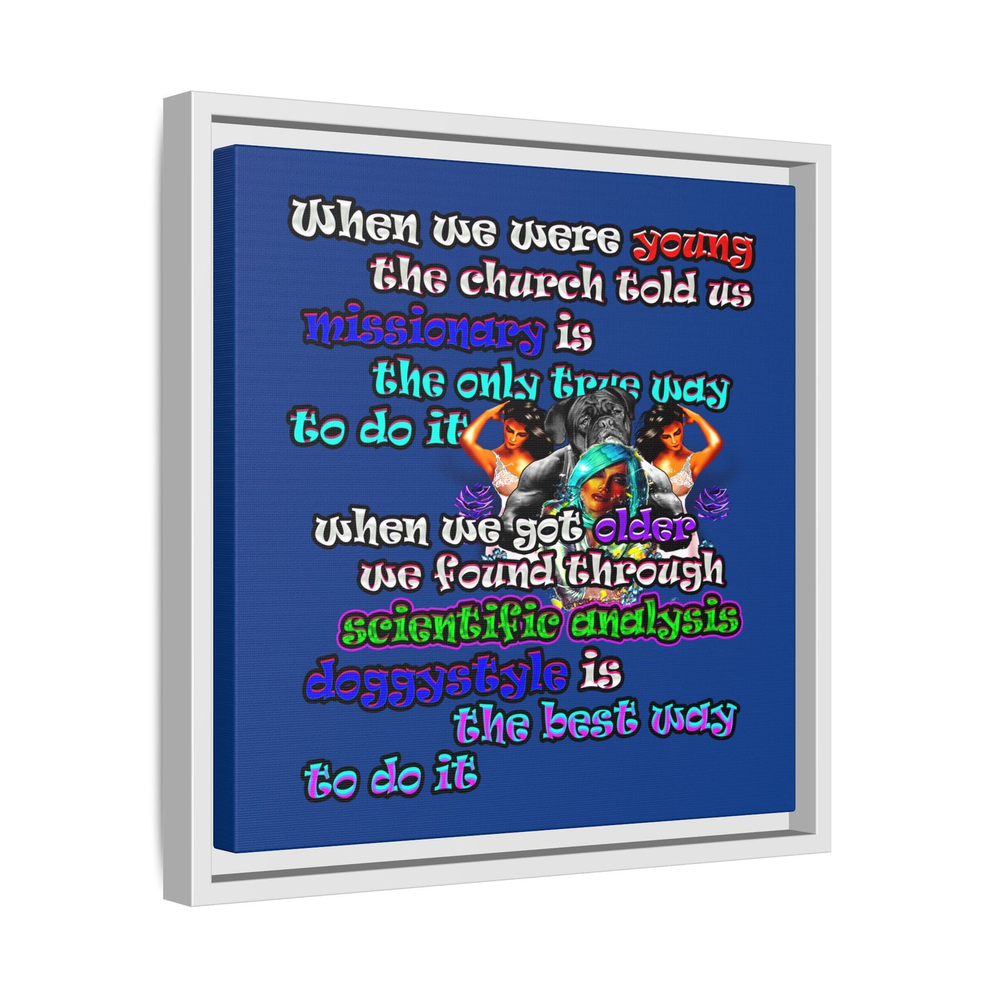 doggystyle - framed canvas art (dark blue)