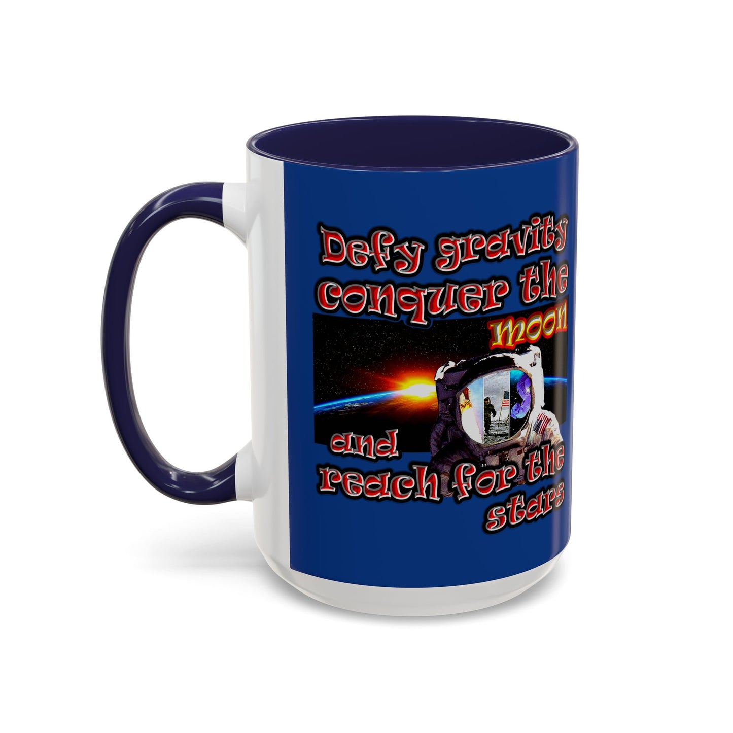 defy conquer reach - Accent Mug (dark blue)