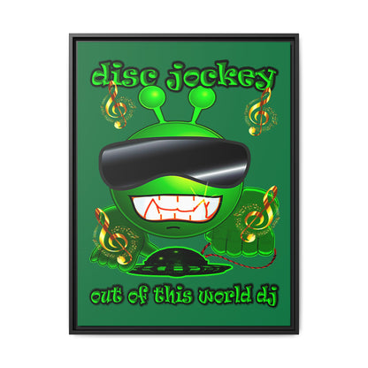 disc jockey - framed canvas art (dark green)