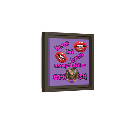 hoes b4 bros - framed canvas art (light purple)