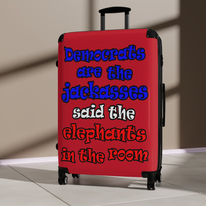 donkeys and elephants - Suitcase (dark red)