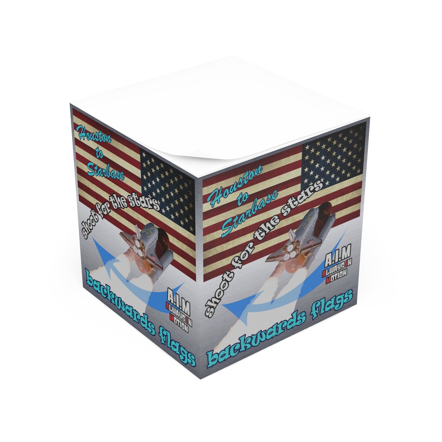 shoot for the stars - note cube (brushed nickel)