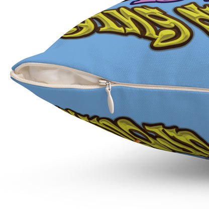the bum's shit - Spun Polyester Square Pillow - (light blue)