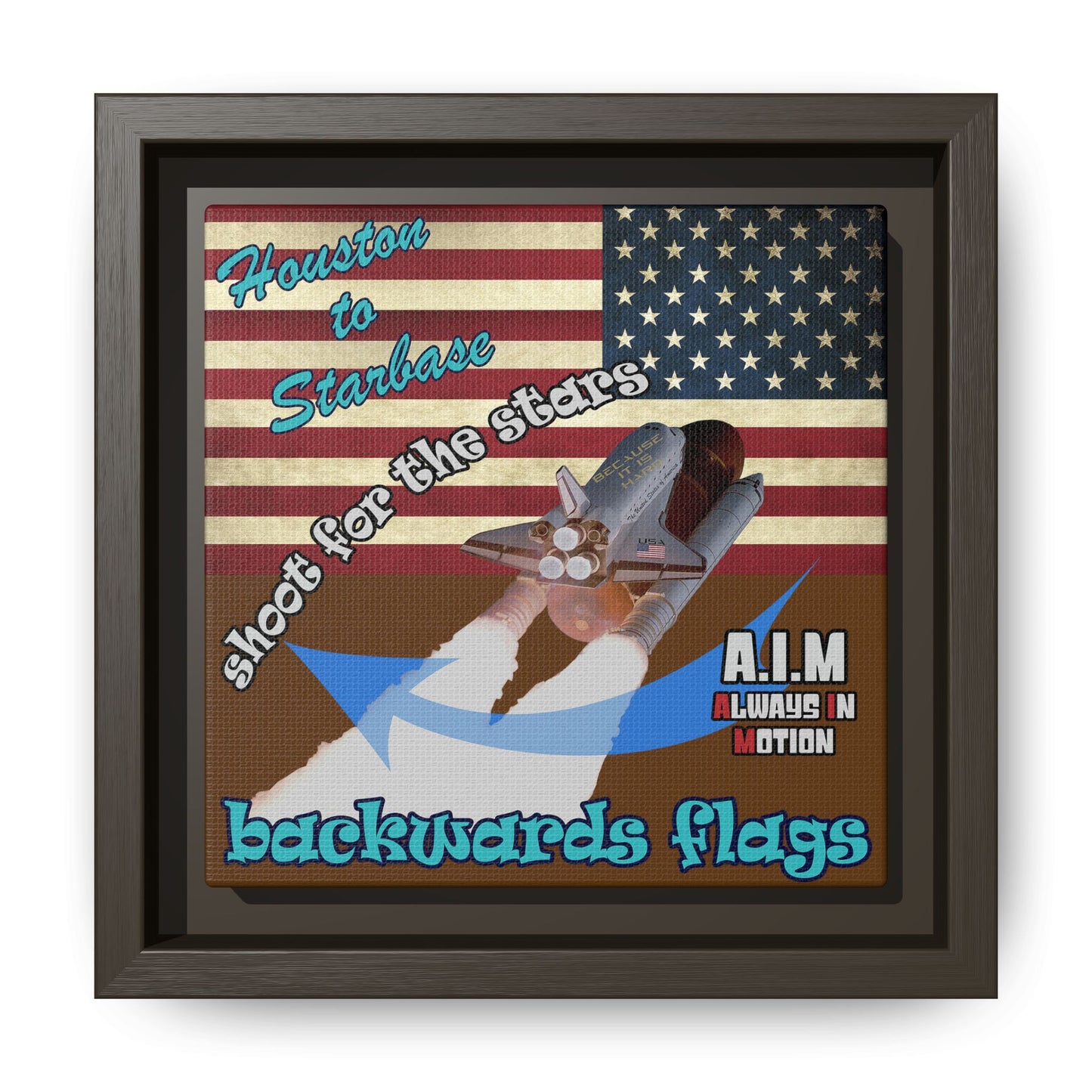 shoot for the stars - framed canvas art (brown)