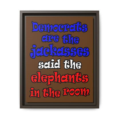 donkeys and elephants - framed canvas art (brown)