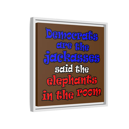 donkeys and elephants - framed canvas art (brown)