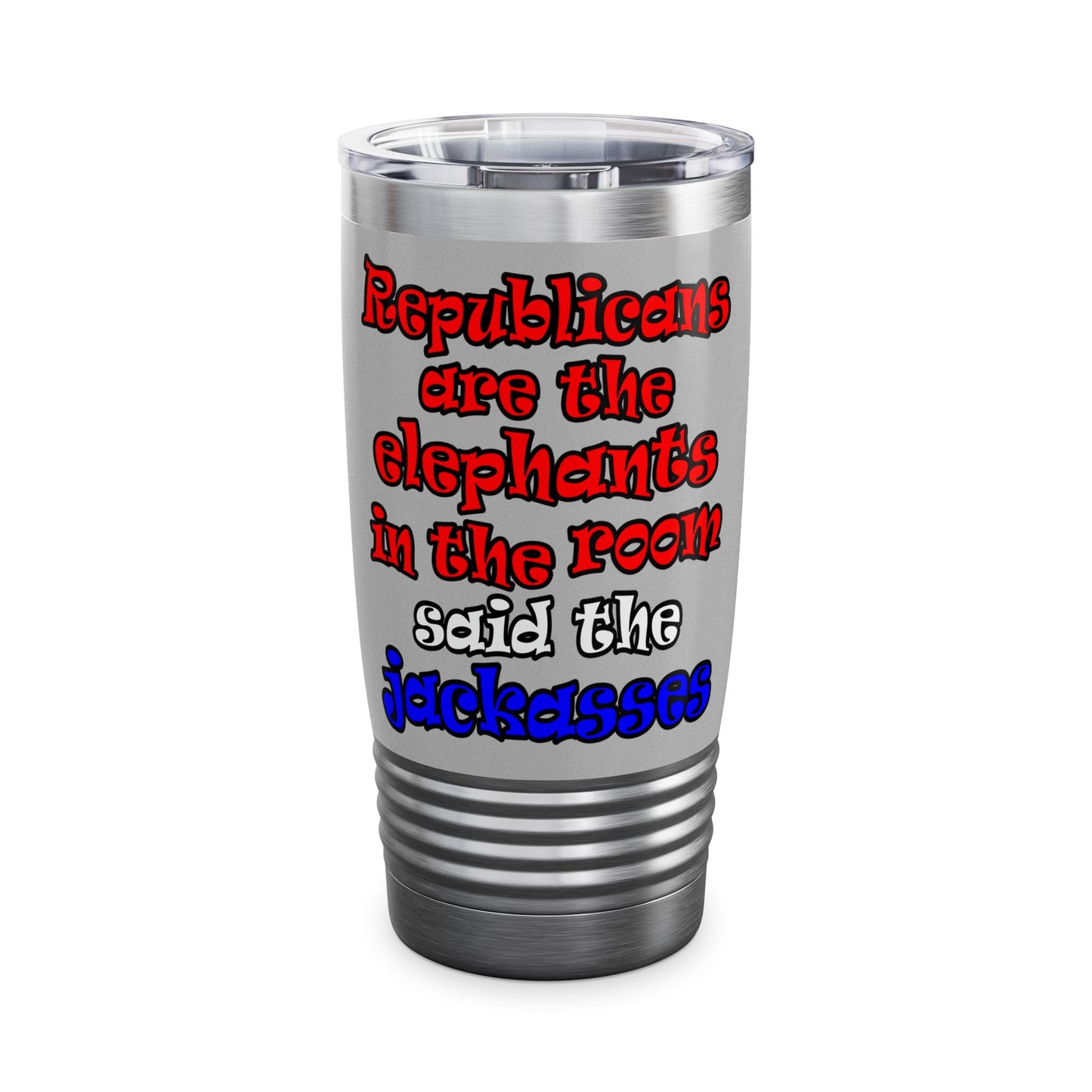 donkeys and elephants - Ringneck Tumbler, 20oz (light grey)