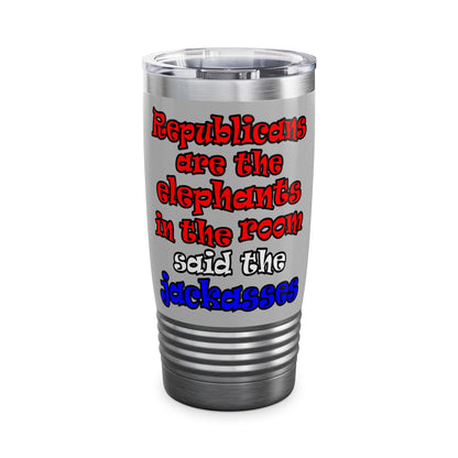 donkeys and elephants - Ringneck Tumbler, 20oz (light grey)