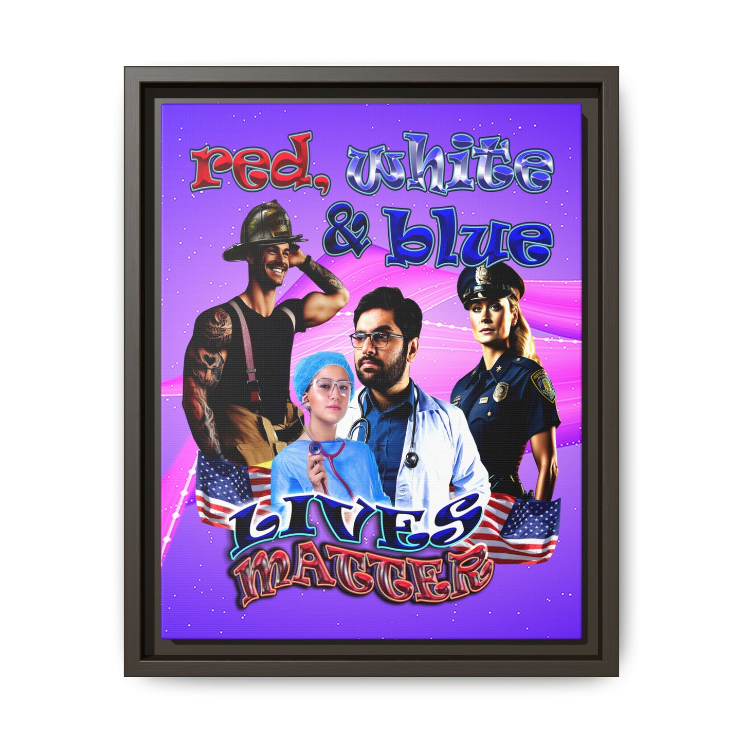rw&b lives matter - framed canvas art (purple-pink wave)
