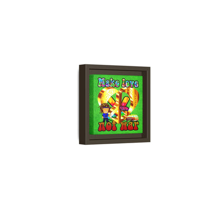 love peace - framed canvas art (green turf)