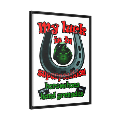 my luck - framed canvas art (white)