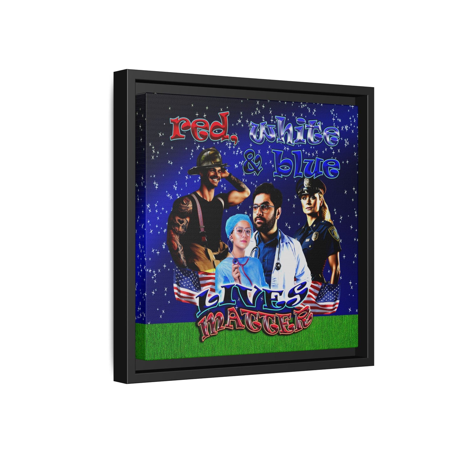 rw&b lives matter - framed canvas art ('snoops' background)
