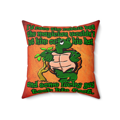 turtle race - Faux Suede Square Pillow - (burnt orange)