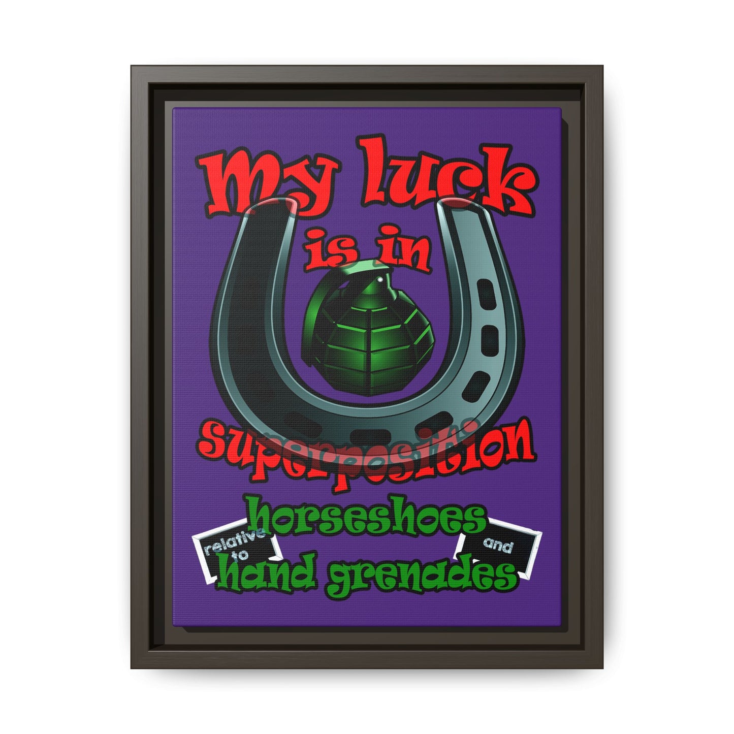 my luck - framed canvas art (purple)
