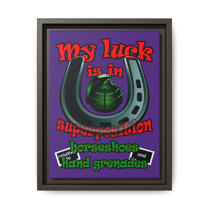my luck - framed canvas art (purple)