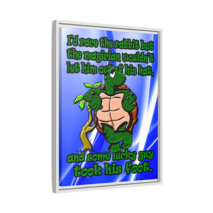 turtle race - framed canvas art (blue-white wave)