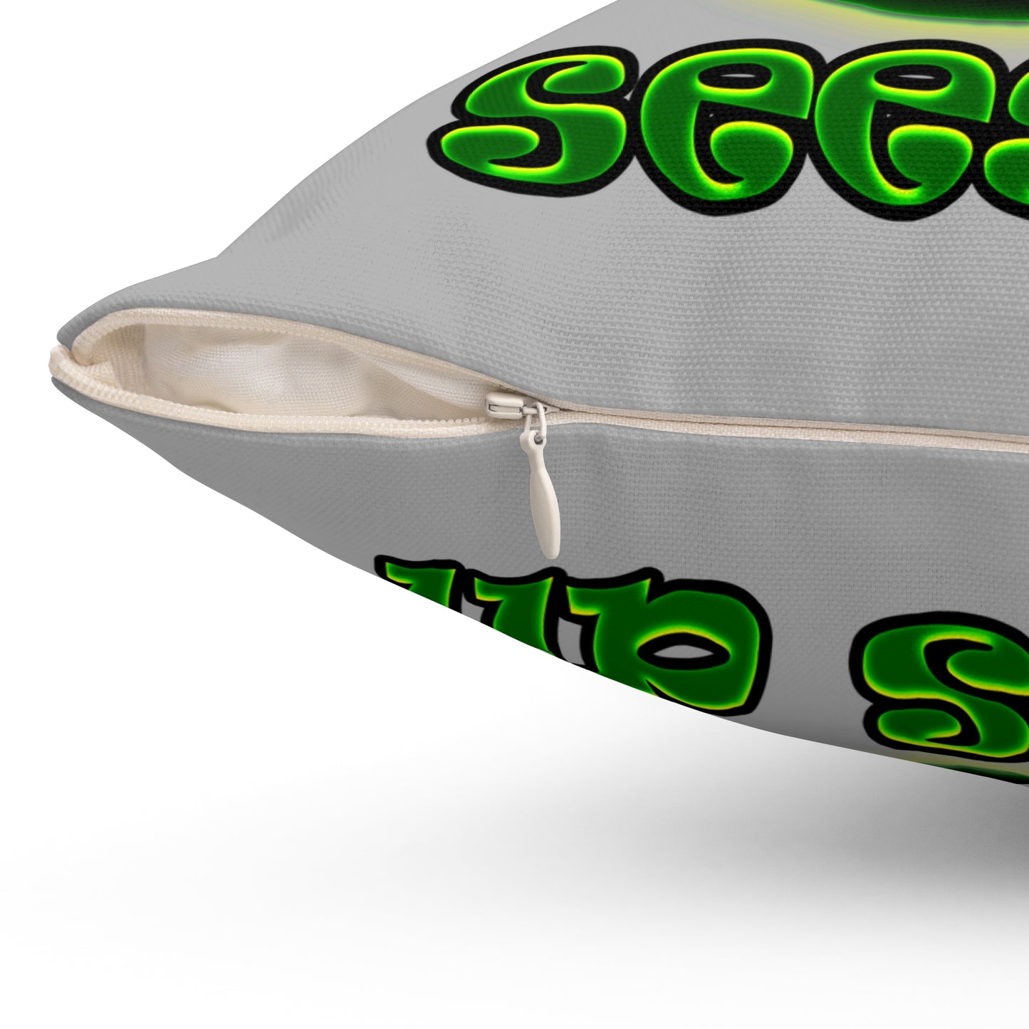 green monster - Spun Polyester Square Pillow - (light grey)
