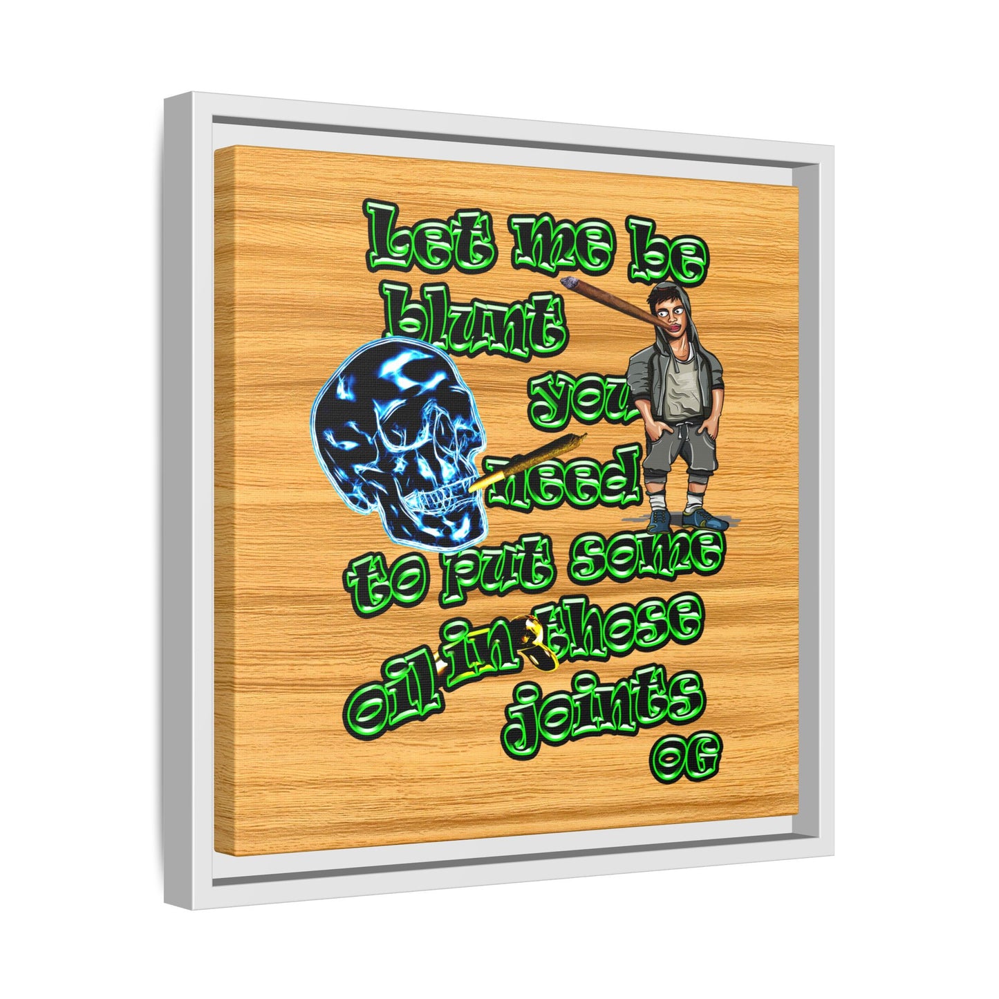 og - framed canvas art (butterscotch wood finish)