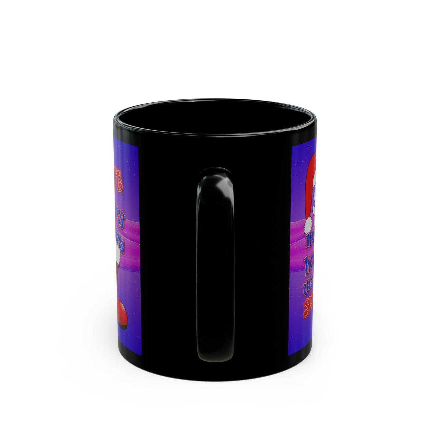 santa's shoes - Black Mug (purple-pink wave)