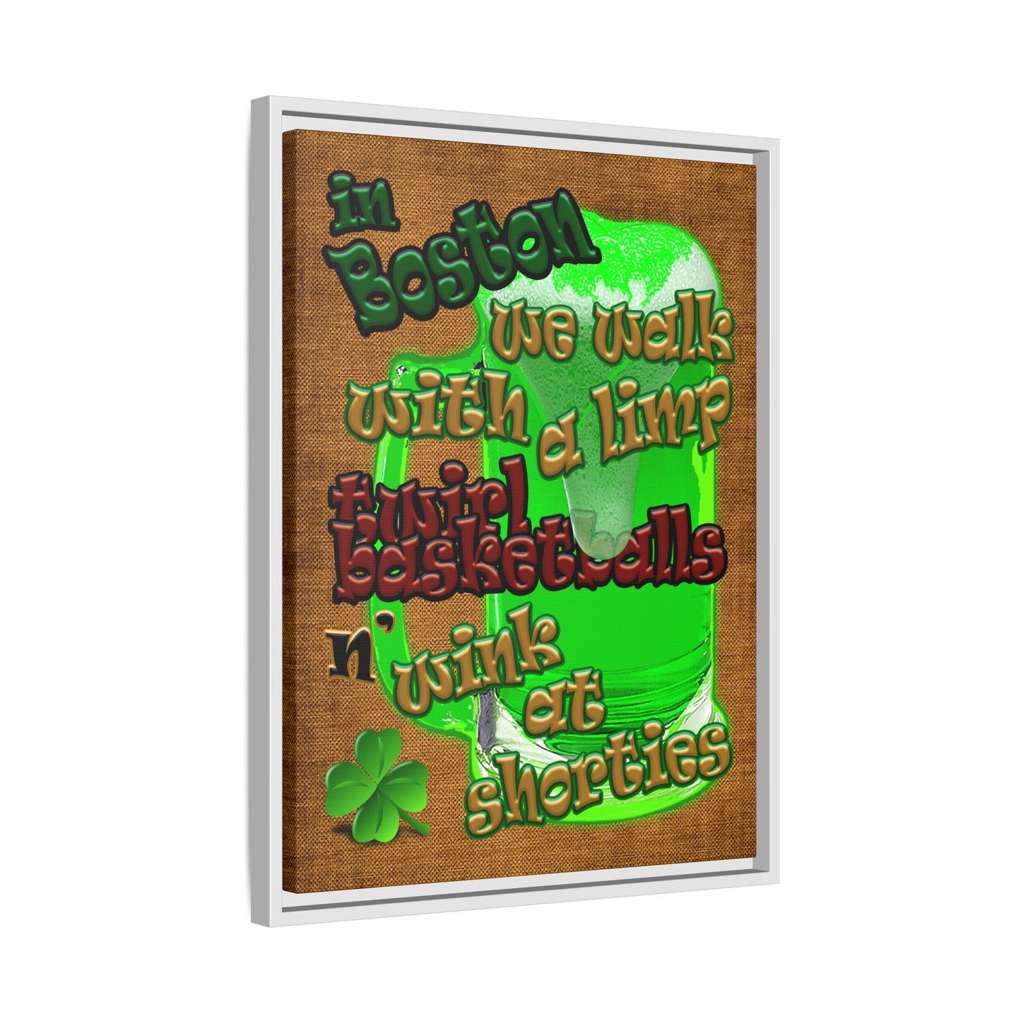 celtics logo - framed canvas art (brown papyrus)