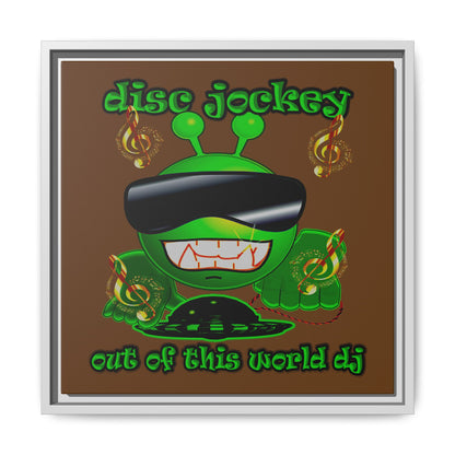 disc jockey - framed canvas art (brown)
